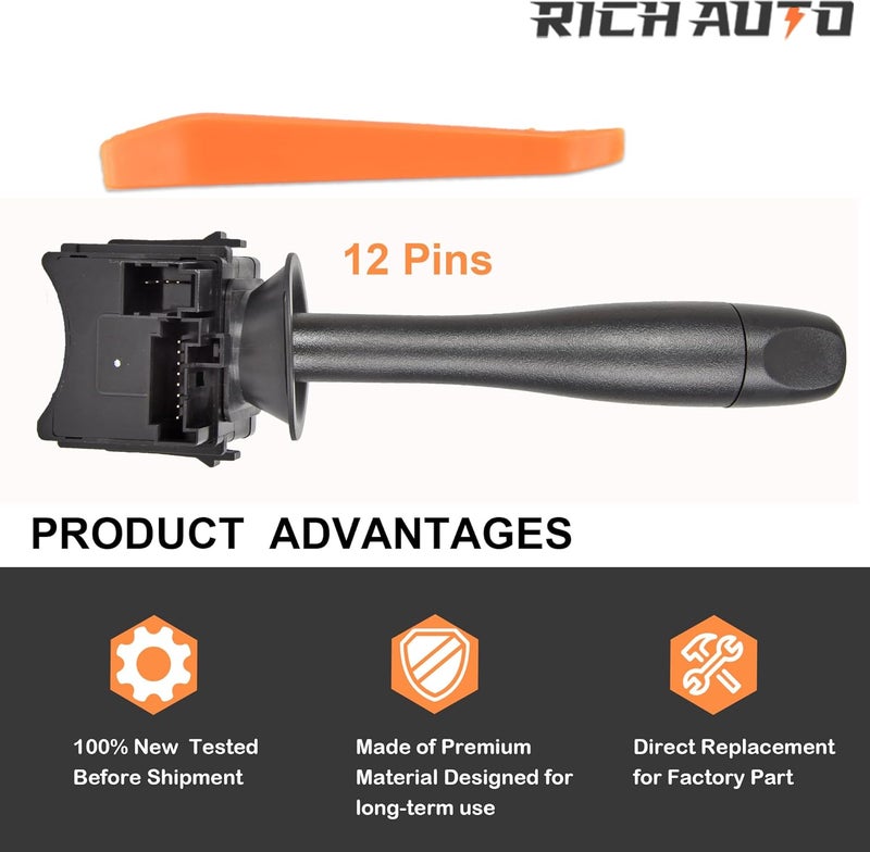 RICH AUTO Turn Signal and Headlamp Dimmer Switch Blinker Lever Compatible with Chevy 2005-2010 Cobalt|2006-2011 HHR|Pontiac 2007-2009 G5/ Torrent|2006-2009 Solstice Replaces D6254E 20940099 SW5908 - Image 3